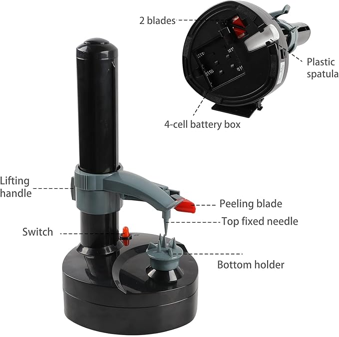 Electric Potato Peeler with 23 Replacement Blades Rotato Express Stainless Steel Automatic Rotating Fruits Fruit Potato Peeler Vegetables Cutter Apple Paring Machine Kitchen Peeling Tool