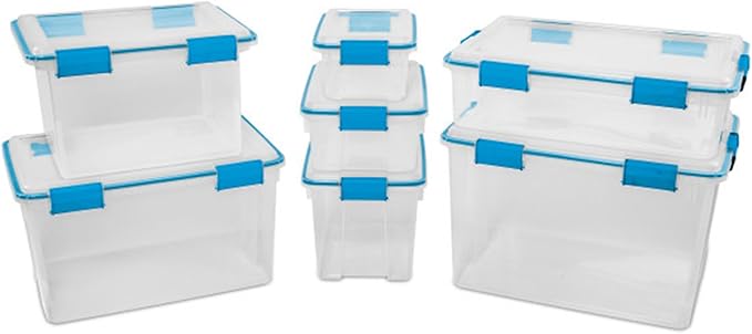 Sterilite 24-Pack Gasket Box, Weather-Resistant Storage Bins with Latching Lids, 12 Quart - Heavy-Duty Organizing Containers for Closet, Bathroom, and Office