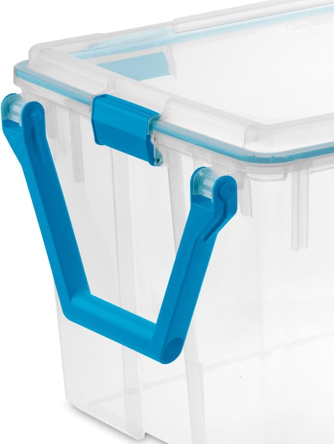 Sterilite 120 Qt Wheeled Gasket Box, Stackable Storage Bin with Latching Lid, Handle and Tight Seal, Plastic Container with Clear Base and Lid, 1-Pack
