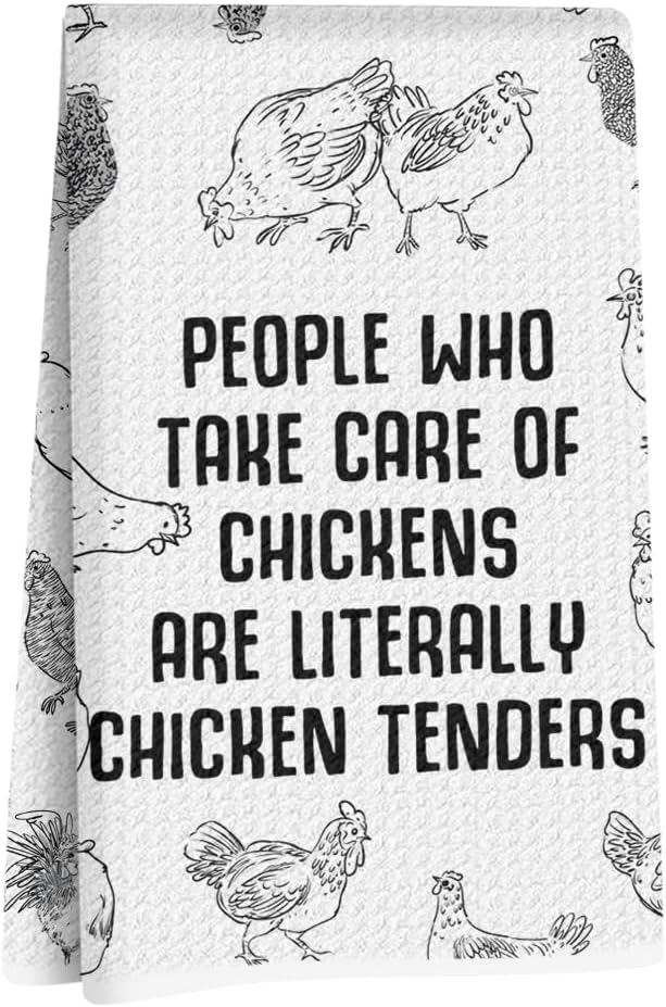 Jztco Funny Chicken Kitchen Towels 24x14 Inch, Chickens Gifts Reusable Absorbent Hand Tea Towel, Waffle Dish Towels for Kitchen Home Decor, Chicken Lover Gifts for Women Mom