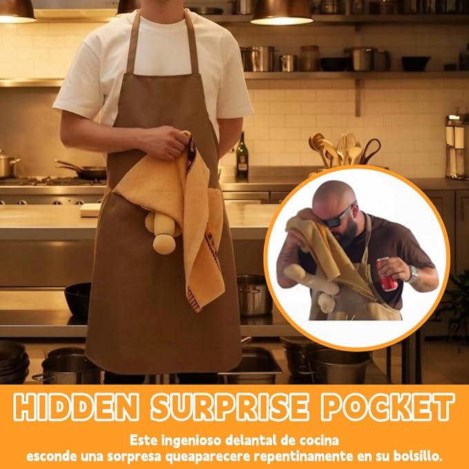 Funny Apron,Chef's Prank Apron,Creative Prank Aprons For Men,Gag Gift Apron,Surprise Hiding In The Pocket Gifts