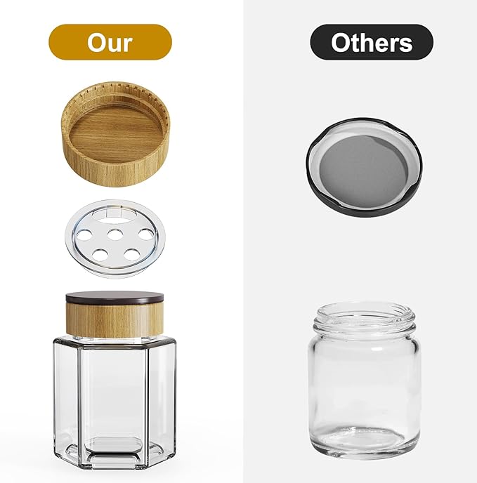 Vetacsion Set of 18 Magnetic Glass Spice Tins with 100 Preprinted Seasoning Label Stickers (Include Black Metal Wall-Plates)