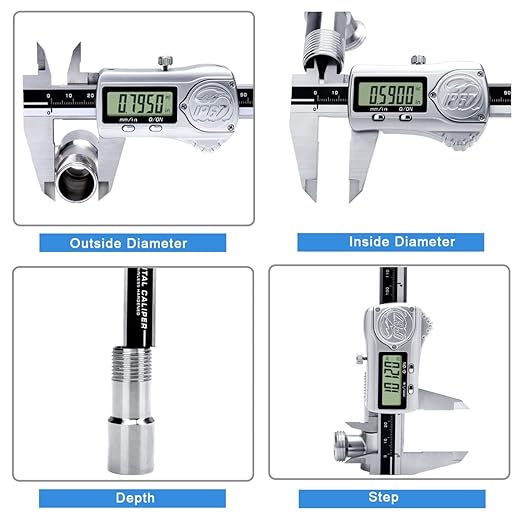 Kynup Caliper Measuring Tool IP67 Waterproof, Digital Caliper Outside Micrometer, 6 Inch Caliper DIY Tool, Extreme Accuracy, Stainless Steel Design, Auto Power Off, Switch from Inch Metric