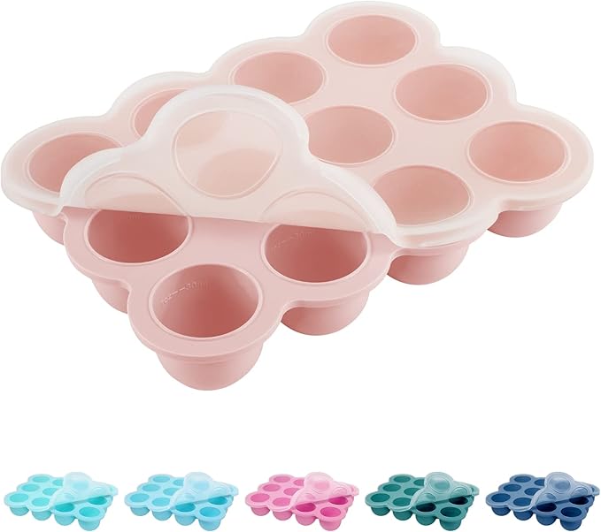 12x1.5oz Baby Food Storage Containers, Baby Food Freezer Tray with Clip Lid Gossamer Pink, Food Grade Silicone Freezer Trays for Purees & Vegetables
