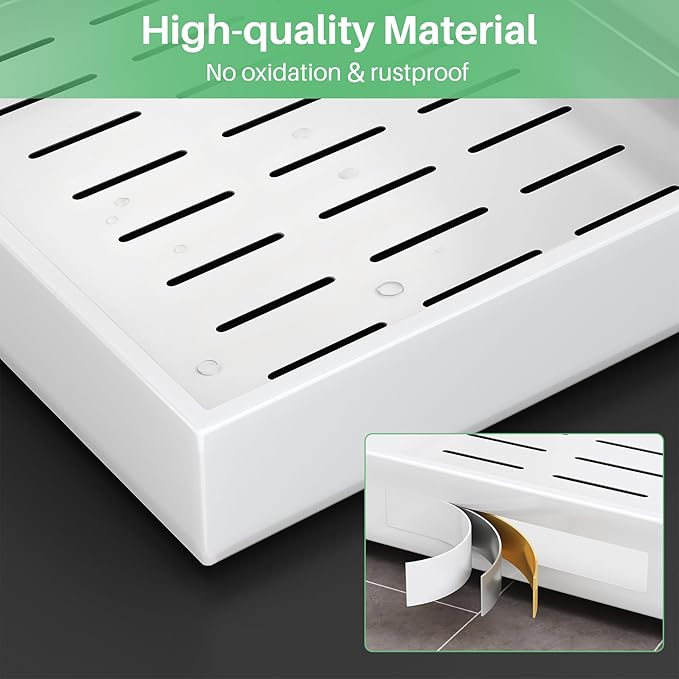 Pull out Cabinet Organizer, 21"Deep, 16.9"Wide Full-Extension Heavy Duty Slide out Drawers with Nano Adhesive, Roll Out Shelf Sliding Cabinet Storage for Kitchen, Bathroom, Pantry, Under Sink(White)