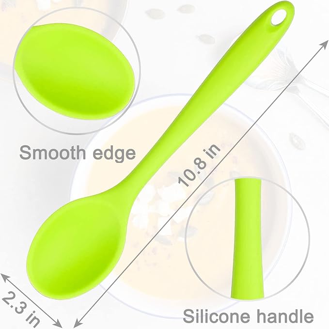 Beieverluck 6 Pack Large Silicone Cooking Spoons 10.8'' Heat Resistant Kitchen Spoons for Cooking Silicone Serving Stirring Mixing Spoons, 6 Colors