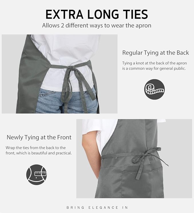 Syntus Apron for Men Women, Adjustable Cooking Kitchen Chef Aprons with 2 Pockets, Cotton/Polycotton/Polyester