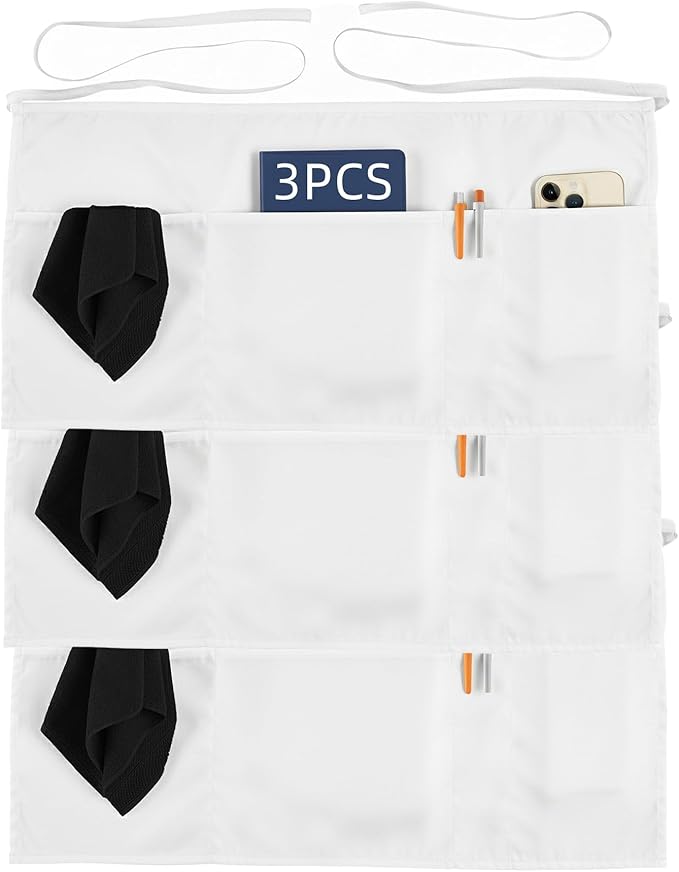 Xeoxarel Aprons with 4 Pockets (Available in 3 Pack / 7 Pack) 23.5'' X 11.5''