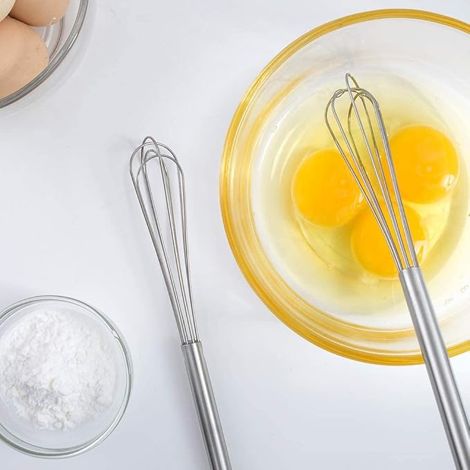 2 Pcs Mini Whisk, Stainless Steel Skinny Egg Beater Whisk for Blending, Whisking, Beating, or Stirring