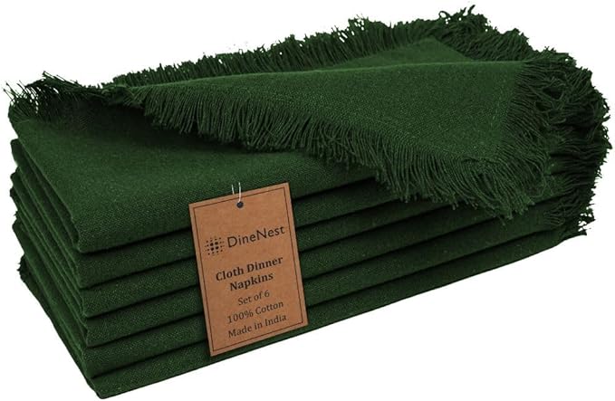 Cloth Dinner Napkins 100% Cotton Set of 6 - Soft Durable Reusable Table Napkins - for Dining Weddings Parties Holidays Easter and Everyday Use - Large 20x20 Inch Cloth Napkins Green