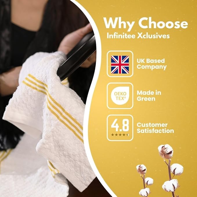 Infinitee Xclusives Premium Kitchen Towels - [Pack of 24] 100% Cotton Kitchen Hand Towels (15 x 25 Inches) - Dish Towels for Kitchen |Radiant Yellow|