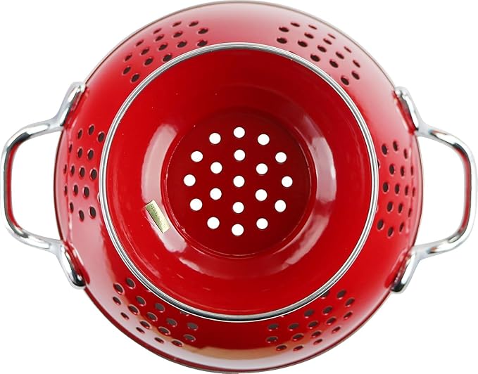 Calypso Basics by Reston Lloyd Powder Coated Enameled Colander, 5 Quart, Red