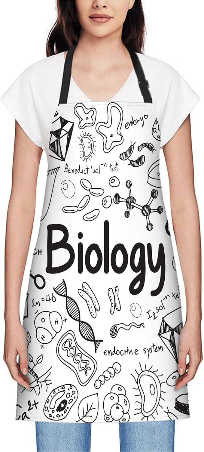oFloral Biology science theory Apron Unisex Adjustable Bib Apron Cooking Kitchen Chef Women Men Aprons for Home Kitchen, Restaurant,Coffee House,Shop,Garden