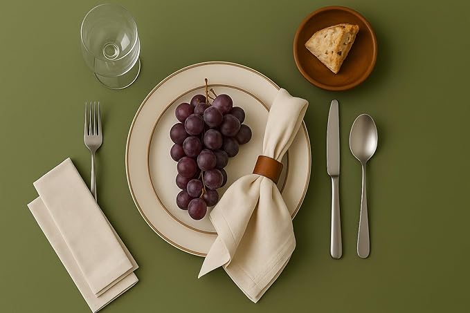Marubhumi Cotton Cloth Dinner Napkins Set of 12, 18x18 Natural Premium Quality Mitered Corners Cotton Blend Wedding and Cocktail Napkins, Machine Washable (Cream)