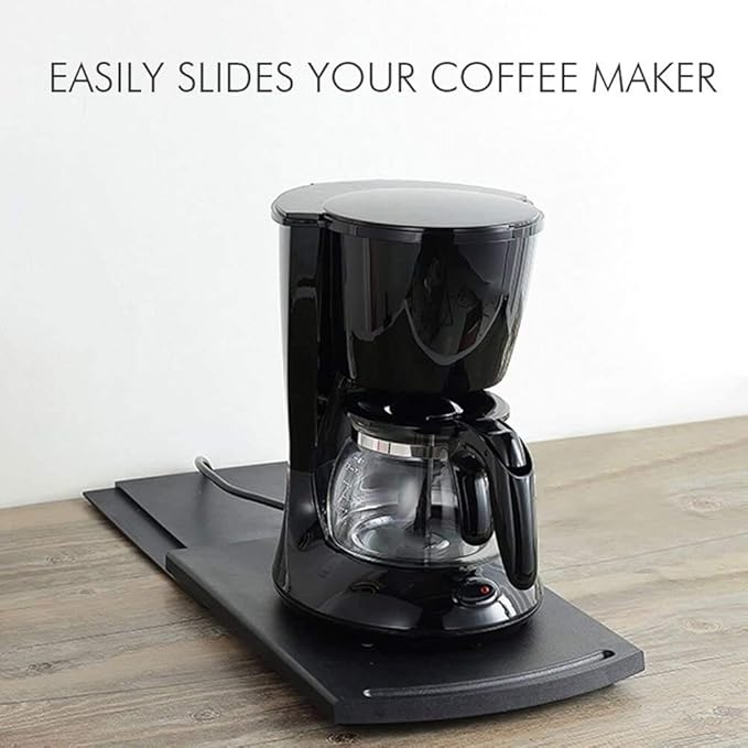 Kitchen Caddy Sliding Coffee Tray Mat, Under Cabinet Appliance Coffee Maker Toaster Countertop Storage Moving Slider - Base sliding shelf With Smooth Rolling Wheels, 1 Pack