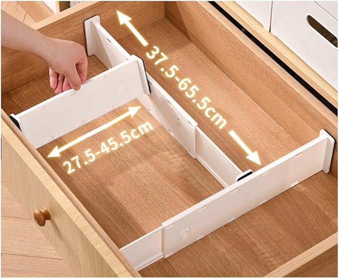6 Pack Adjustable Drawer Dividers (10.8–17.9”) – Expandable Slide-Lock Plastic Drawer Organizer for Clothes, Kitchen, Bathroom & Office – Tool-Free White Drawer Separators