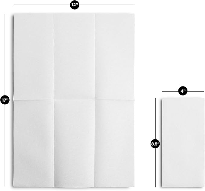 1000-Pack BloominGoods Disposable Bathroom Napkins | Linen-Feel Guest Towels, Made In USA | Cloth-Like Hand Tissue Paper, White, 12" x 17"