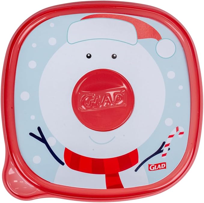 Glad GladWare Holiday Food Storage Containers with Reversible Gift Tags, Large Square BPA Free Plastic for Holiday Cookies and Gifting, Microwave Freezer Dishwasher Safe, 42 Oz, 3 Count