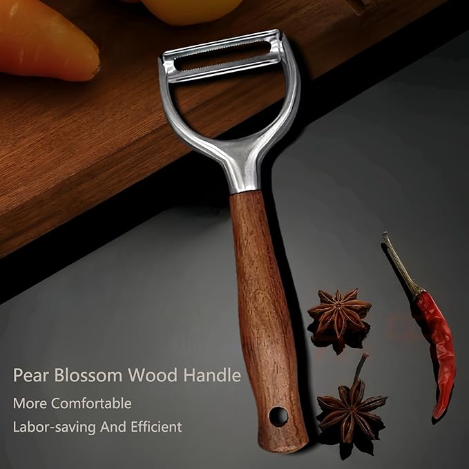 Professional Vegetable Peeler,Peelers For Kitchen Ultra Sharp 304 Stainless Steel Durable Blade,Quick Peeling Apple Carrot Potato Peelers,Ergonomic Natural Non-Slip Wooden Handle