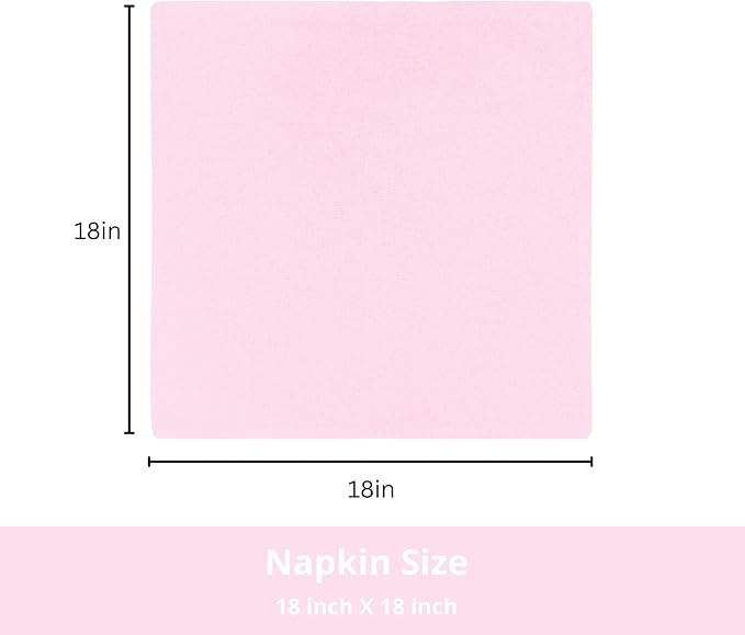 PurpleEssences Set of 12 Cloth Dinner Napkins 100% Cotton 18x18 Inch - Soft Durable Washable - Ideal for Farmhouse Party Spring Easter Summer - Perfect Everyday Use Table Linen - Blush Pink