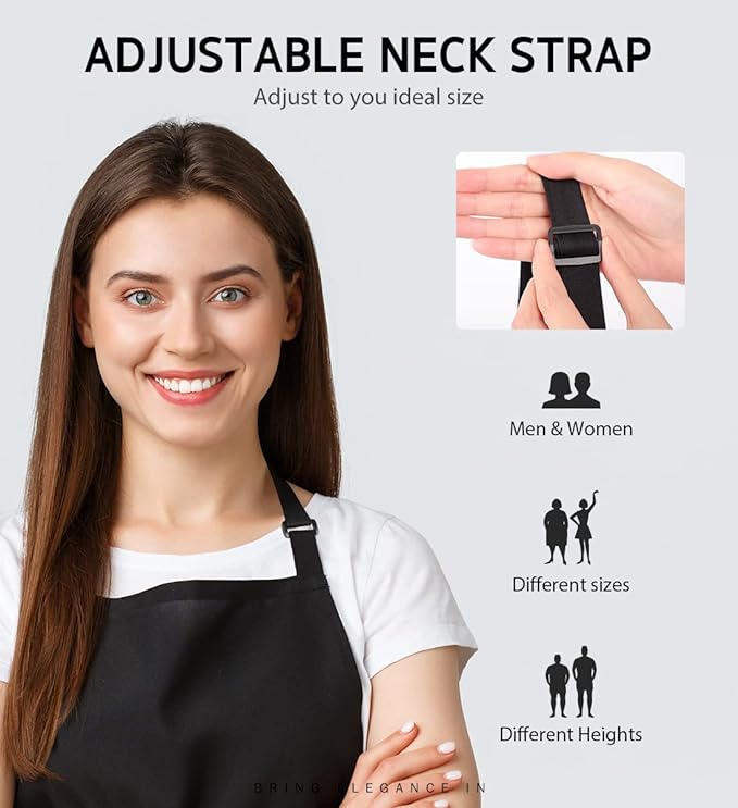 Syntus Apron for Men Women, Adjustable Cooking Kitchen Chef Aprons with 2 Pockets, Cotton/Polycotton/Polyester