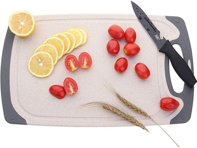 FLYINGSEA Cutting Boards For Kitchen, Anti-Skid Eco-Wheat Straw Cutting Board Set (3 Pcs), Dishwasher Safe (light brown)