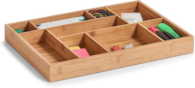 Zeller 25348 Drawer Organiser, Wood, Natural, 44.5 x 32 x 5 cm
