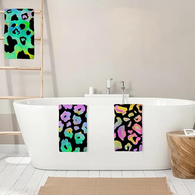 3 Pcs Colorful Animal Print Kitchen Towels, Charming Decorative Absorbent Microfiber Dish Cloth Tea Towel, Trendy Waffle Soft Hand Towels for Farmhouse Home Bathroom, Housewarming Gifts