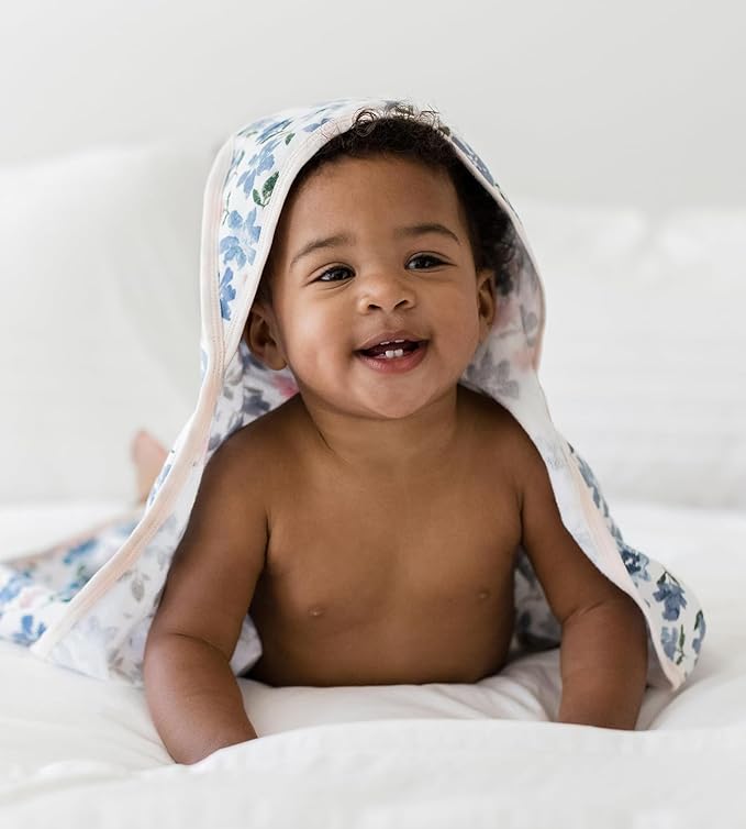 Burts Bees Baby Infant Hooded Towels Botanical Gardens Organic Cotton, Unisex Bath Essentials and Newborn Necessities, Soft Nursery Towel with Hood Set, 2-Pack Size 29 x 29 Inch