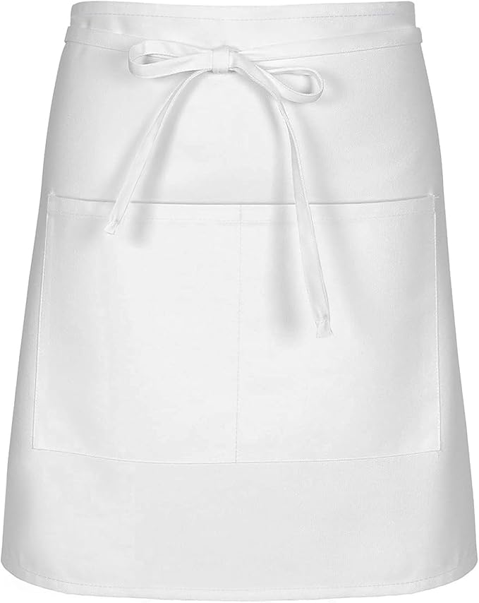 SUNRISE Kitchen Supply White Half Bistro Apron, 19" L By 27" W