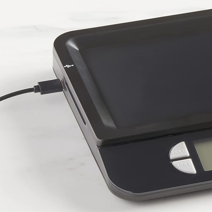 Taylor USB Rechargeable Digital Kitchen and Food Scale, 11 pound capacity with Dishwasher Safe Tray, Cord Included