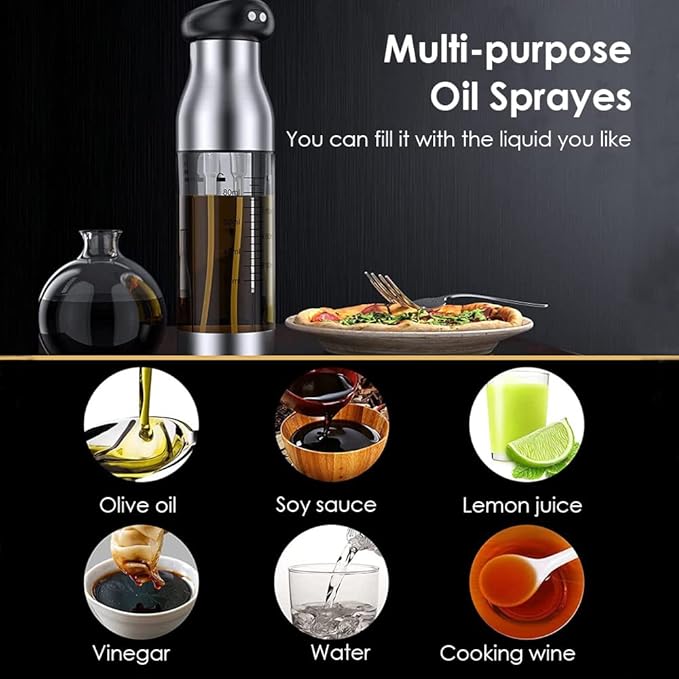 TINMIX Oil Sprayer for Cooking, Double-Spout Nozzle Olive Oil Sprayer & Vinegar Mister, Dual-Purpose Sprayer for Salad, BBQ, Kitchen Baking