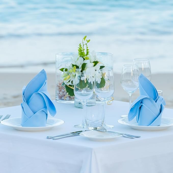 Light Blue Cloth Napkins Set of 6,18x18 inch,Spring Decorations for Table,Made of 100% Cotton,Washable Cloth Napkins,Good for Easter, Baby Shower Everyday use, Parties.(Blue)