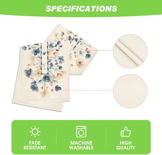 Artoid Mode Bloom Flowers Floral Weeds Spring Table Runner, Seasonal Summer Kitchen Dining Table Decoration for Home Party Decor 13x90 Inch