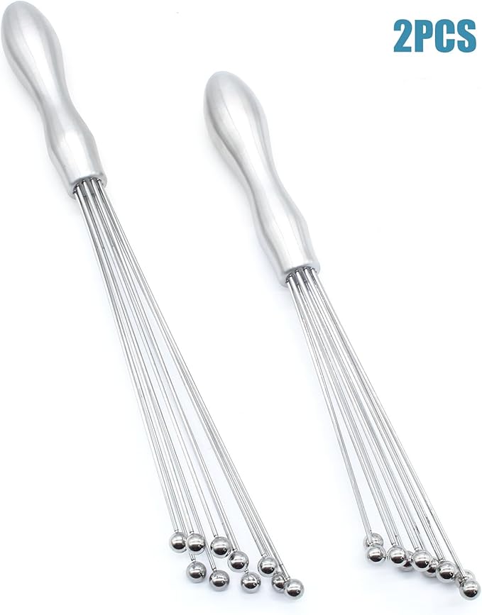 Hitefu 2PCS Stainless Steel Ball Whisk, 10 Inch & 12 Inch Wire Egg Whisk, Manual Egg Beaters Mixer Whisk for Cooking Cream Sauces Blending Stirring