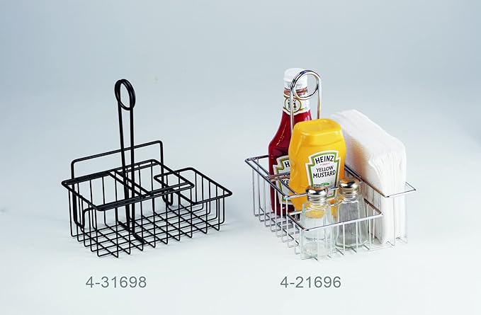 GET Modern Chrome Metal Four Compartment Condiment Caddy Table Caddies Collection