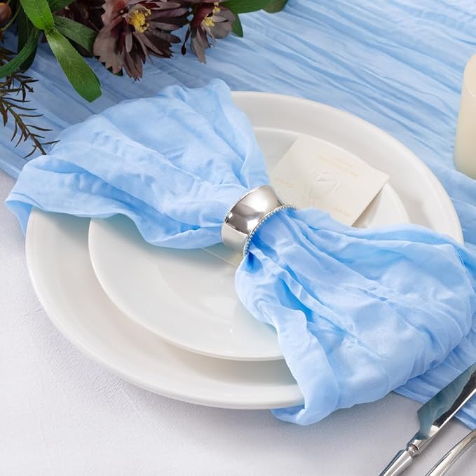 50 Pack Baby Blue Cheesecloth Napkins Cloth Spring Summer Light Blue Cloth Napkins Set of 50 Bulk 21x21 Inches for Wedding Baby Bridal Shower Birthday Dinner Party Table Decor
