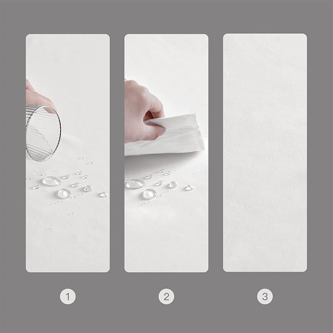 BALCONY & FALCON Rectangle Table Cloth Waterproof Tablecloth Fuzzy Linen and Satin Double-Sided Usable Table Cover for Dining, Kitchen, Cafe, Parties and Outdoor Use (White 55x70)