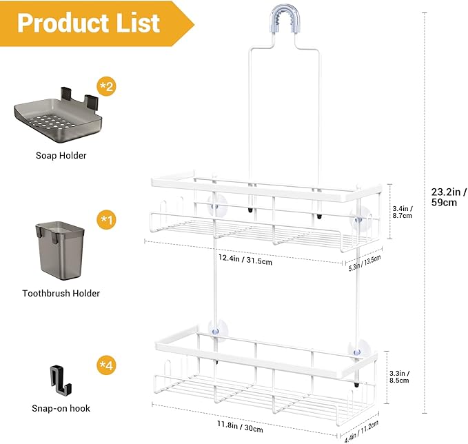 AKTECKE 30pcs Shower Caddy Hanging Bathroom Organizer White