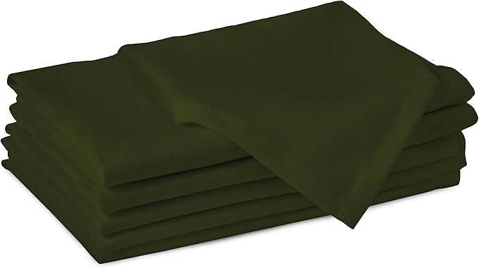 Encasa XO Leaf Green Cloth Napkins Set of 6, 17"x17" | Solid Color Cotton Dinner Napkins | Washable & Reusable Wedding Napkins for Holiday Dinners, Party, & Everyday Table Decor