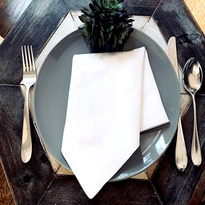 White Cotton Cloth Napkins Set of 6 for Everyday Use, Reusable 100% Cotton Napkins, Perfect Dinner Napkins/Cocktail Napkins for Christmas/Thanksgiving Dinners, Weddings&More (White)