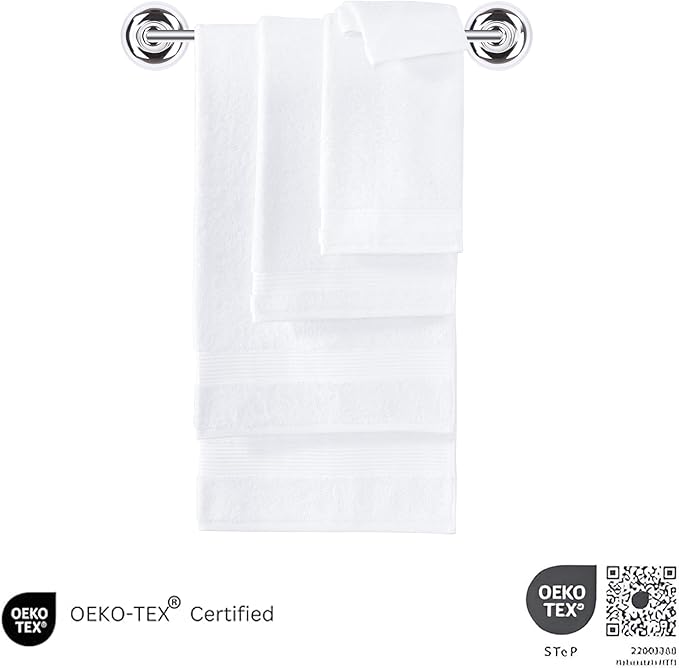 Classic Turkish Towels CTT - 12 Piece Family Towel Set for Bathroom, 100% Turkish Cotton, Quick Drying, Absorbent & Comfy, Includes 4 Bath Towels, 4 Hand Towels, & 4 Washcloths | (White)