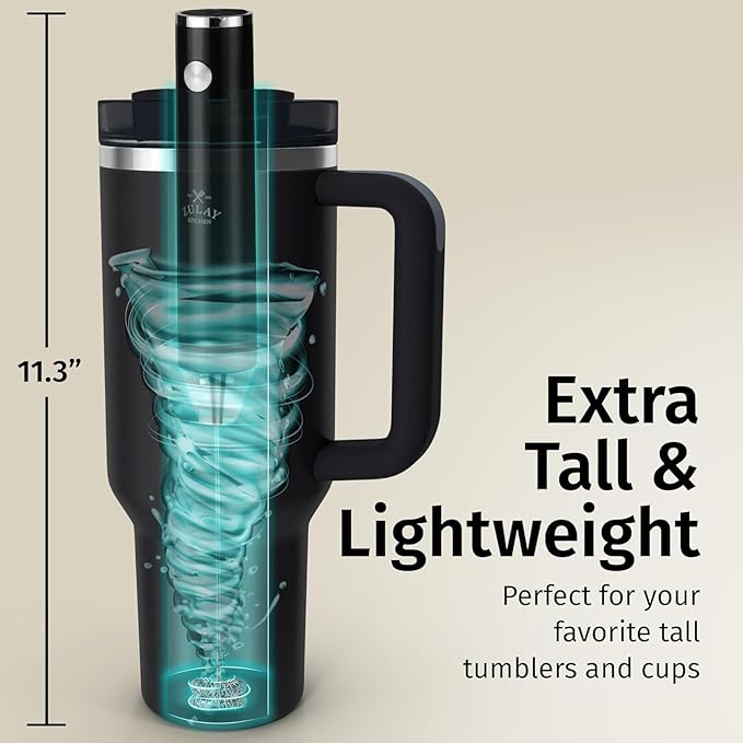 Zulay Kitchen Rechargeable Milk Frother Handheld Lux - Powerful 2-Speed Motor, Waterproof, 2000mAh Battery - Drink Mixer for Latte, Cappuccino, Matcha & Protein Powder - Snow White