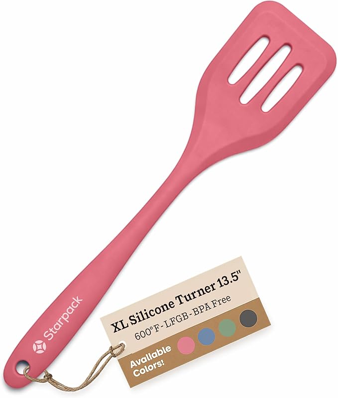 Starpack 'Head Turner' XL Premium Silicone Turner and Slotted Spatula - 13" Turning Spatulas High Heat Resistant to 600°F - Silicone Slotted Spatulas for Cooking - Non Stick Rubber Turning Spatula