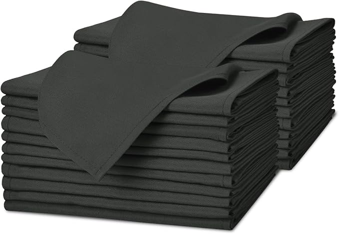 Avalon Kitchen Grey Cloth Napkins Bulk (Pack of 24) - 100% Polyester Dinner Linen Napkins Cloth Washable & Reusable - Durable with Hemmed Edges - Ideal for Parties and Weddings (17x17 Inches)