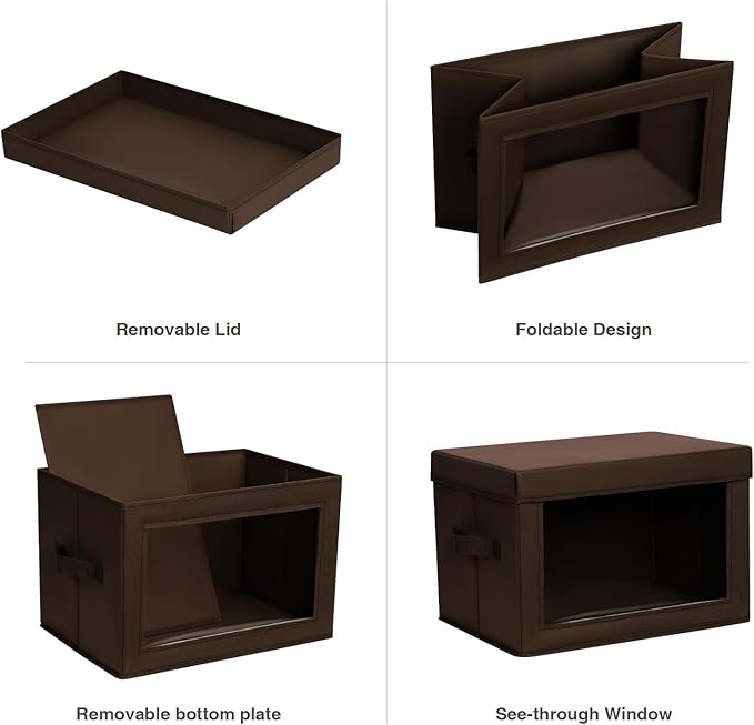 Homsorout Brown Fabric Storage Bins with Lids - 6 Pack Modern Lidded-Home Storage Bins, 14 Inch. - Perfect for Clothes, Books, CD, Office Supplies