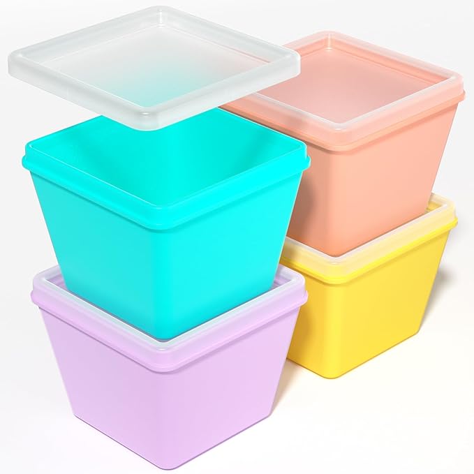 Gemice 1-Cup Silicone Freezer Molds with Lids, Individual 4-Pack Portion Soup Cubes Freezer Trays for Food Storage, Oven & Dishwasher Safe, BPA-Free, Silicone Freezer Containers for Meal Prep