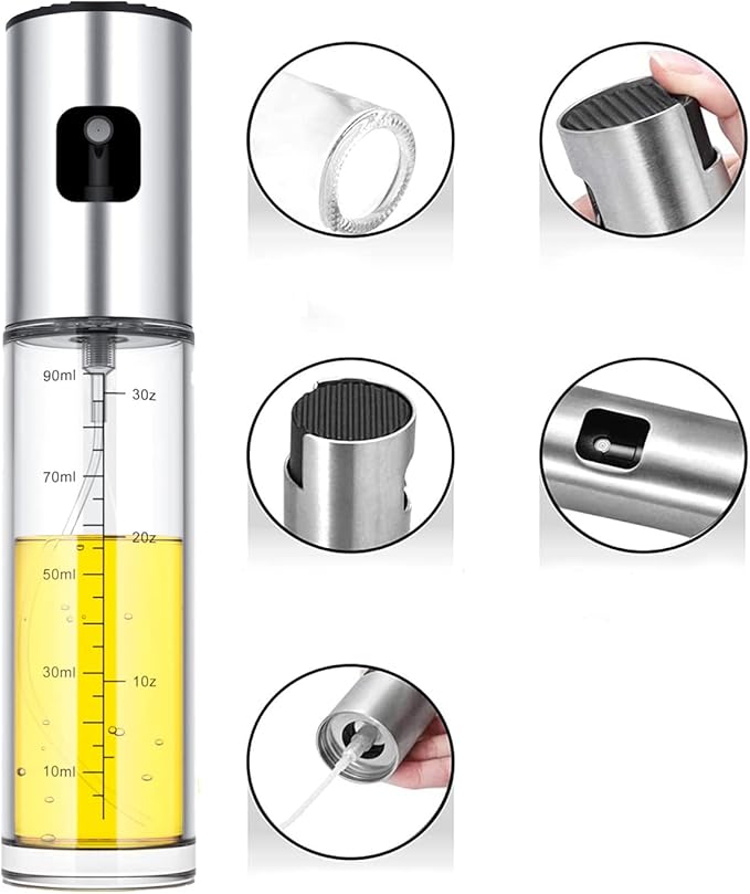 NIKKIER Oil Sprayer for Cooking,100ml Olive Oil Spritzer,Oil Sprayer for Air Fryer, Salad,BBQ,Roasting