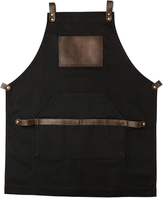 OleksynPrannyk Work Apron in Non-Waxed Canvas with Cross Straps Adjustable