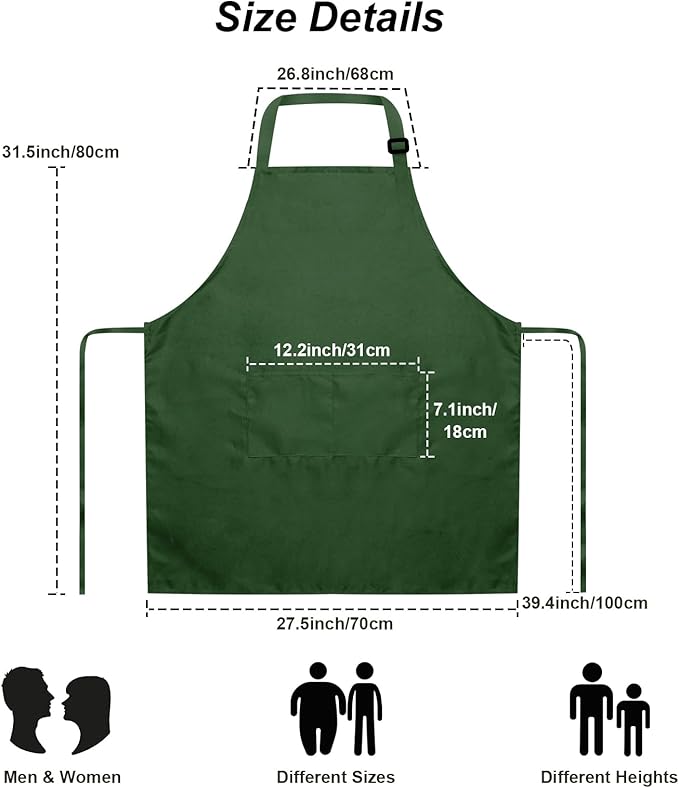 15 Pcs Adult Aprons Bulk with Pockets Adjustable Bib Chef Apron for Women Men Painting Cooking Crafting (S/L)